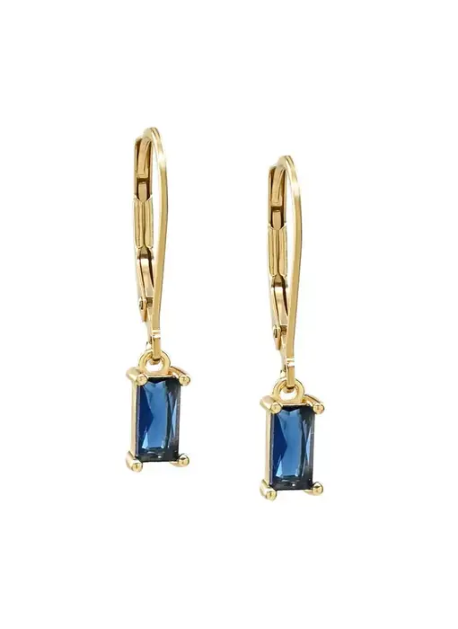 Tiny Blue Emerald Leverback GF Earrings