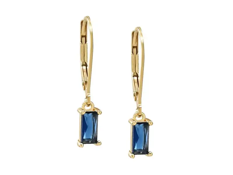 Ofina Jewelry Tiny Blue Emerald Leverback GF Earrings