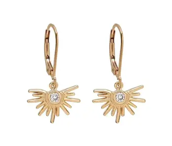 CZ Starburst Leverback Earrings, Clear
