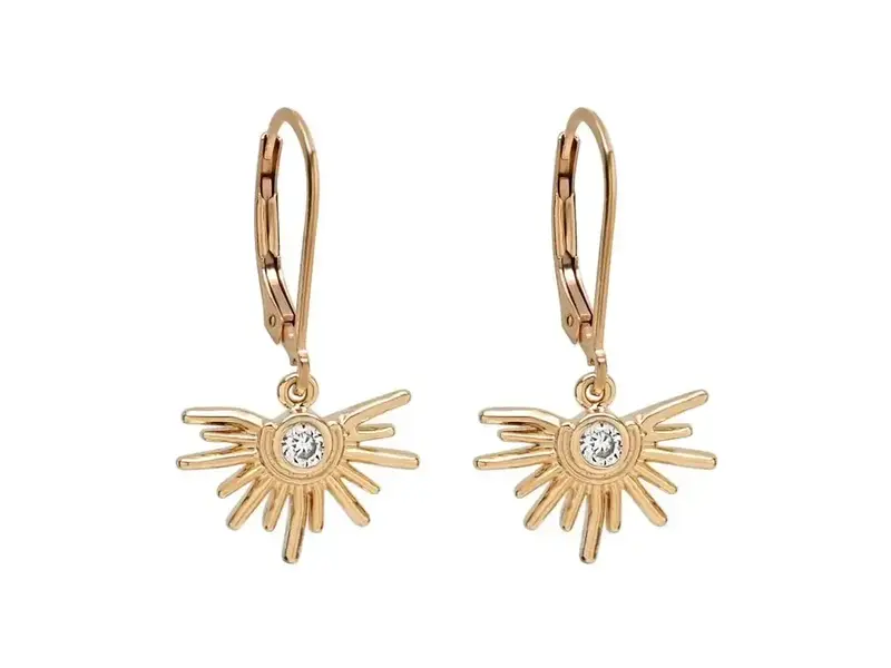 Ofina Jewelry CZ Starburst Leverback Earrings, Clear