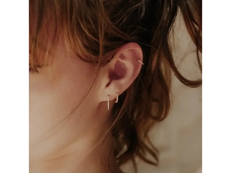 Ofina Jewelry Classic CZ 11mm Small Huggies, Gold Vermeil