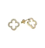 Ofina Jewelry CZ Clover Studs, Gold Vermeil
