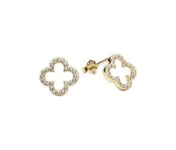 CZ Clover Studs, Gold Vermeil