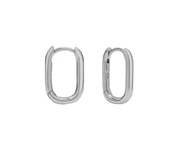 Medium Smooth Oval Huggies, Sterling Silver