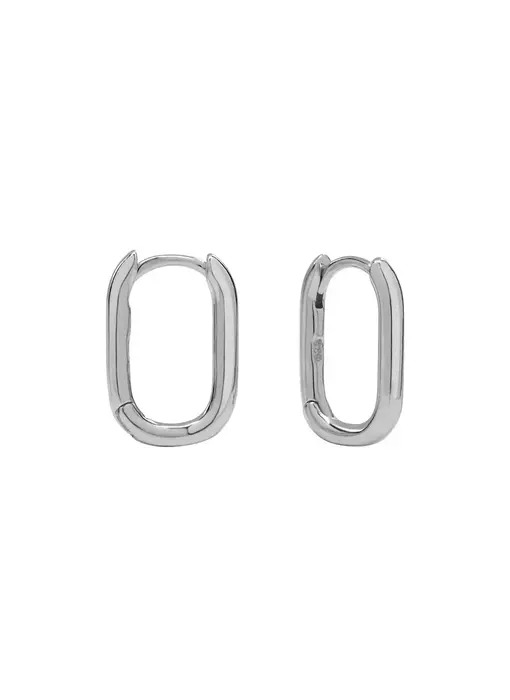 Medium Smooth Oval Huggies, Sterling Silver