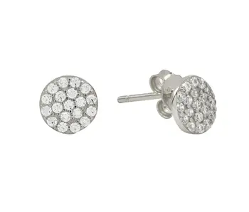 Tiny CZ Circle Pave Studs, SS