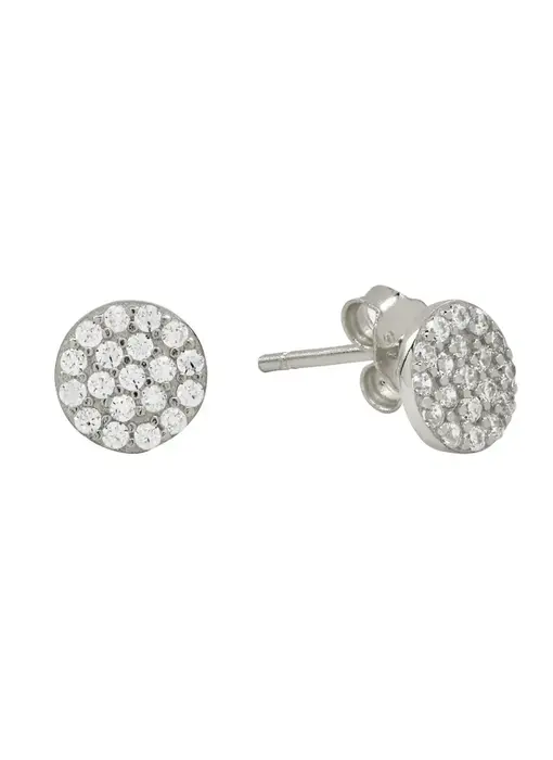 Tiny CZ Circle Pave Studs, SS