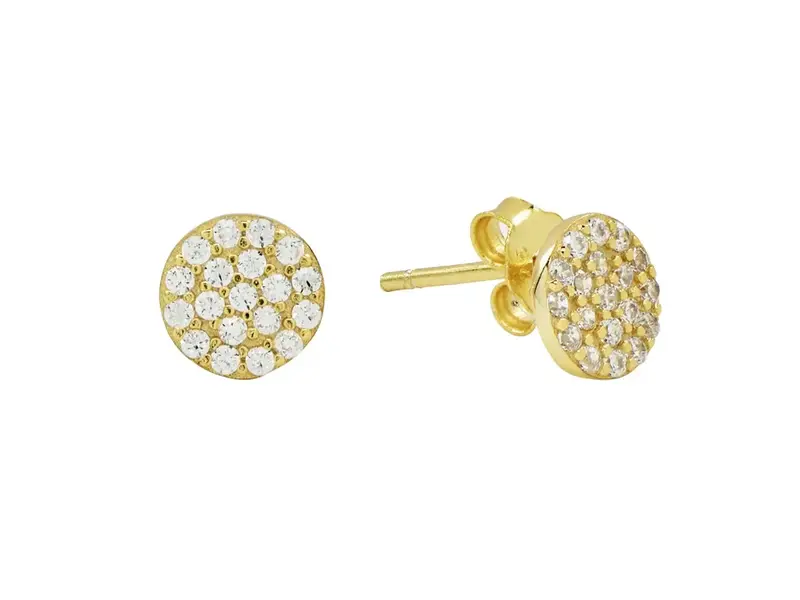 Ofina Jewelry Tiny CZ Circle Pave Studs, GV