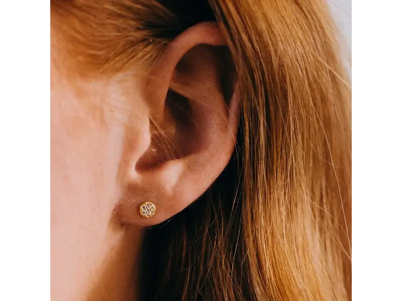 Ofina Jewelry Tiny CZ Circle Pave Studs, GV