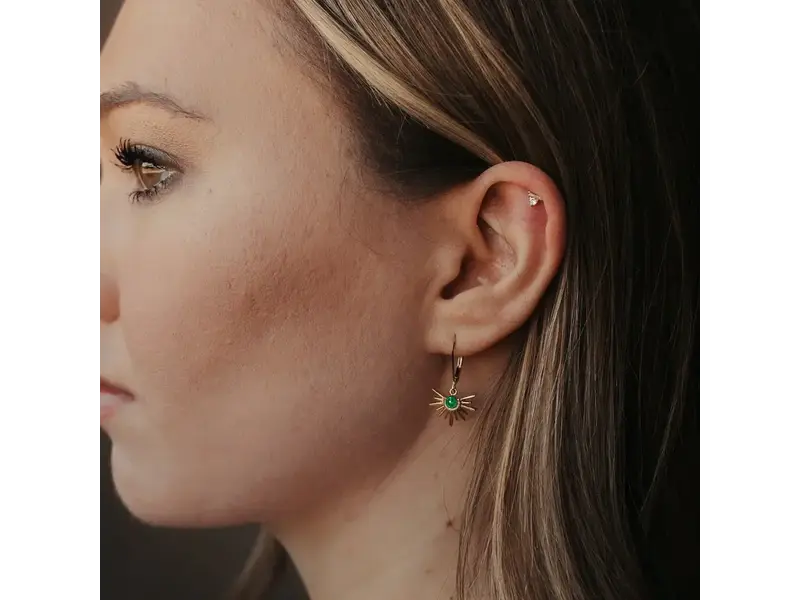 Ofina Jewelry CZ Starburst Leverback Earrings, Green