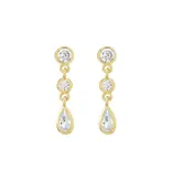 Ofina Jewelry Double CZ Teardrop Dangle Studs