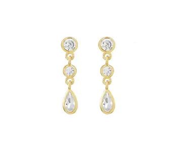 Double CZ Teardrop Dangle Studs