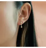 Ofina Jewelry Double CZ Teardrop Dangle Studs