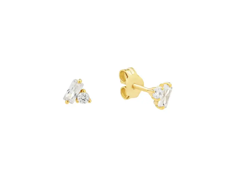 Ofina Jewelry CZ Round & Baguette Combo Studs, GV