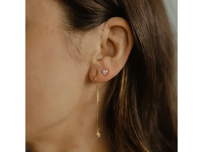 Ofina Jewelry CZ Round & Baguette Combo Studs, GV