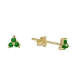 Ofina Jewelry Green Tri-CZ Prong Studs, Gold Vermeil