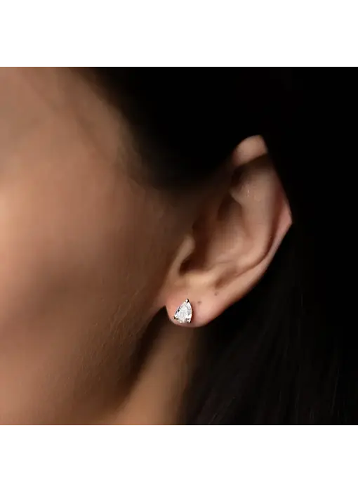 Large CZ Teardrop Studs, Gold Vermeil