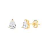 Ofina Jewelry Large CZ Teardrop Studs, Gold Vermeil