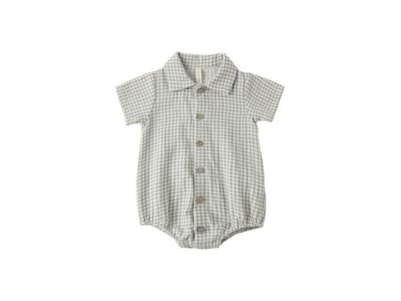 Rylee + Cru LLC MATTEO ROMPER || SAGE GINGHAM