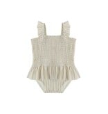 Rylee + Cru LLC SMOCKED ONE-PIECE SWIMSUIT || BLUE + BUTTERSCOTCH STRIPE