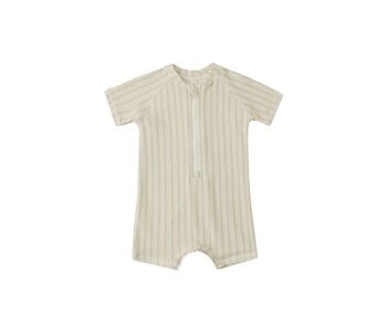ZIP RASHGUARD ONE-PIECE || BLUE + BUTTERSCOTCH STRIPE