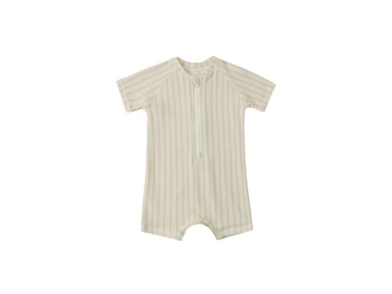 Rylee + Cru LLC ZIP RASHGUARD ONE-PIECE || BLUE + BUTTERSCOTCH STRIPE