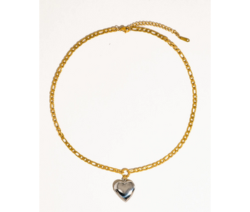 Heidi 18K Gold Non-Tarnish Two Tone Heart Locket Necklace