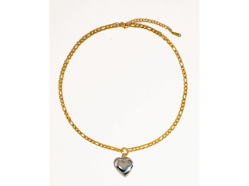 MAIQ Accessories Heidi 18K Gold Non-Tarnish Two Tone Heart Locket Necklace
