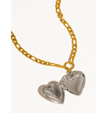MAIQ Accessories Heidi 18K Gold Non-Tarnish Two Tone Heart Locket Necklace