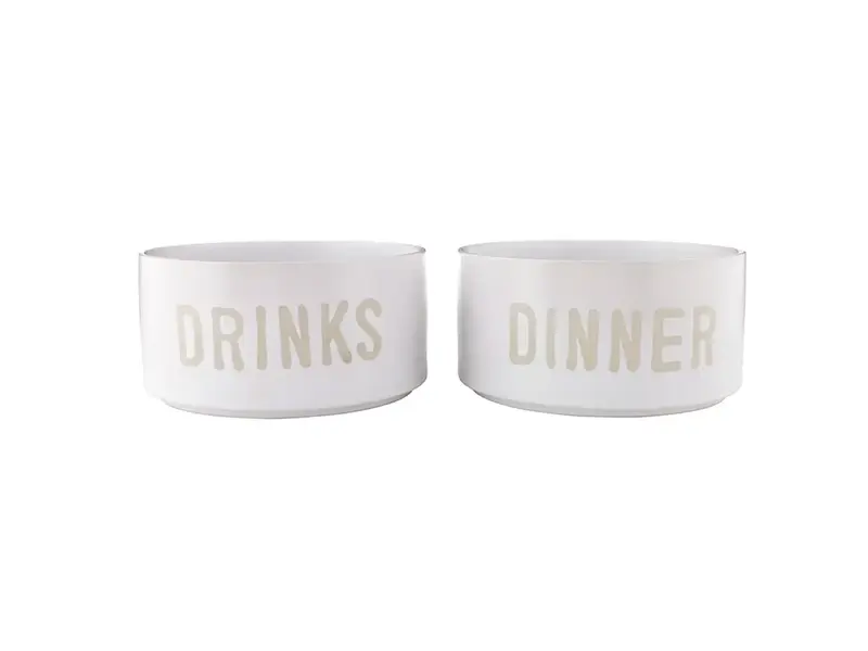 Santa Barbara Design Studio by Creative Brands Ceramic Stackable Pet Bowls - Dinner & Drinks - Set of 2