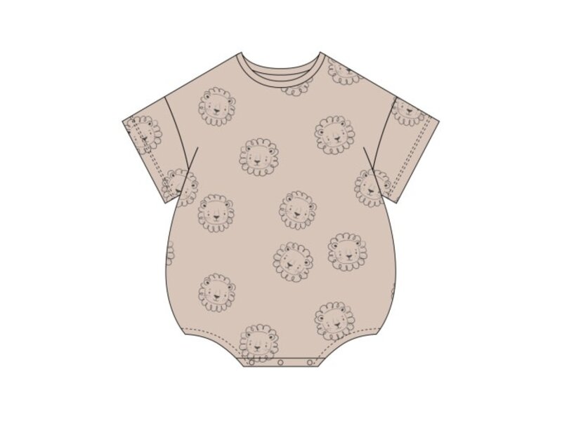Rylee + Cru LLC RELAXED SHORT SLEEVE BUBBLE ROMPER || LION