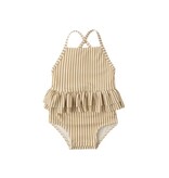 Rylee + Cru LLC RUFFLED ONE-PIECE SWIMSUIT || HONEY STRIPE