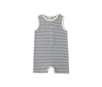 RIBBED HENLEY ROMPER || OCEAN STRIPE