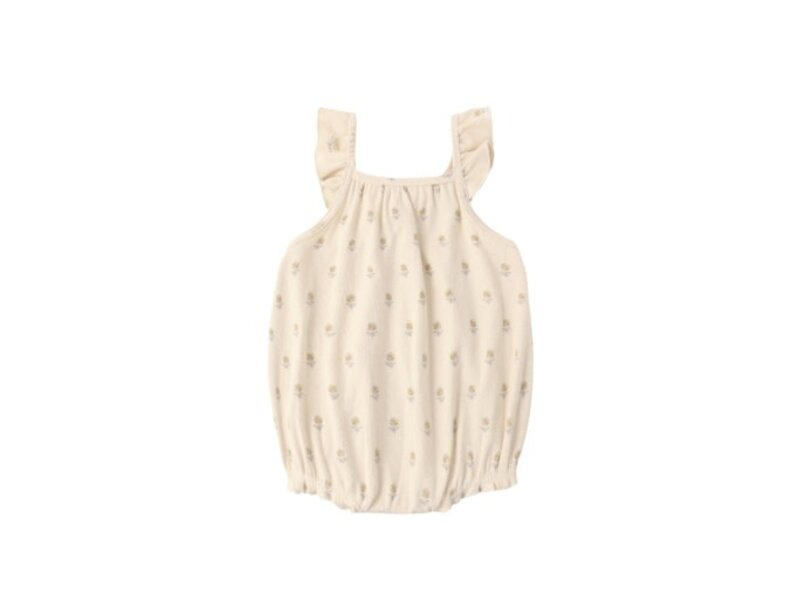 Rylee + Cru LLC RIBBED RUFFLE ROMPER || BUTTERCUP
