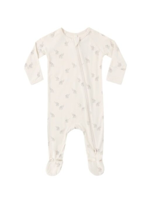 BAMBOO ZIP FOOTIE || ELEPHANTS