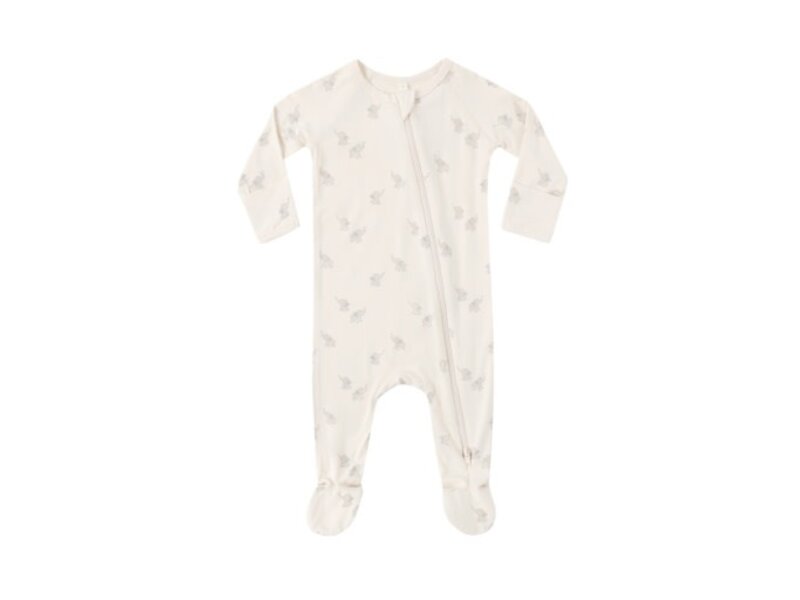 Rylee + Cru LLC BAMBOO ZIP FOOTIE || ELEPHANTS