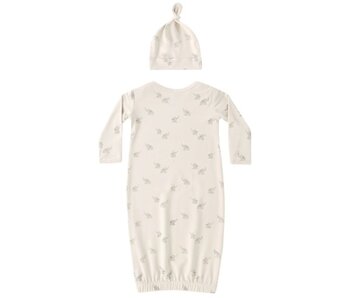 BAMBOO BABY GOWN + HAT SET || ELEPHANTS