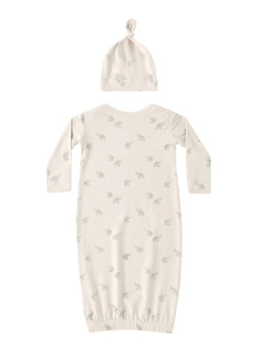 BAMBOO BABY GOWN + HAT SET || ELEPHANTS