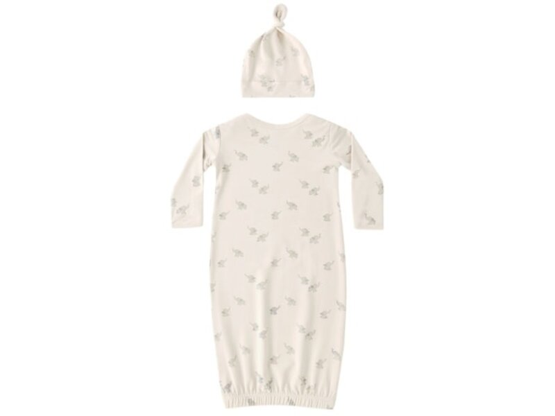 Rylee + Cru LLC BAMBOO BABY GOWN + HAT SET || ELEPHANTS