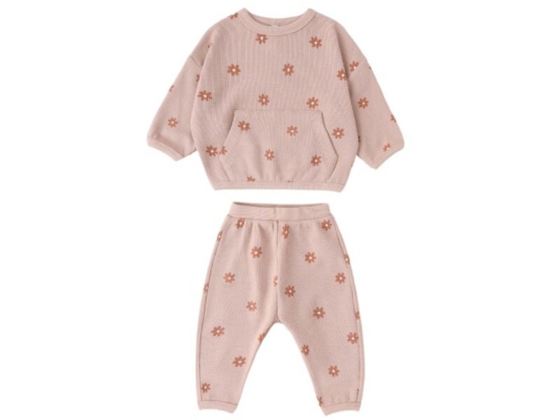 Rylee + Cru LLC WAFFLE SWEATER SET || PINK DAISY