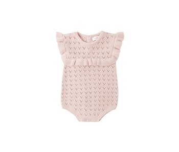 POINTELLE RUFFLE ROMPER || BLUSH