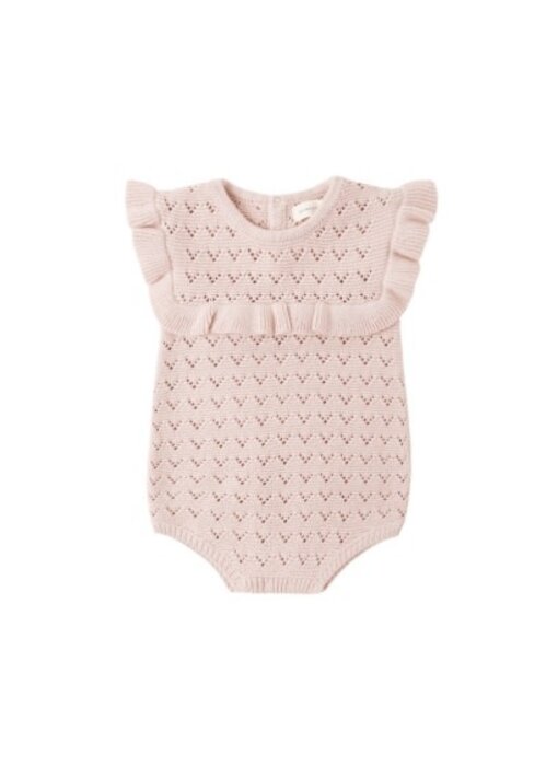POINTELLE RUFFLE ROMPER || BLUSH