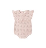 Rylee + Cru LLC POINTELLE RUFFLE ROMPER || BLUSH
