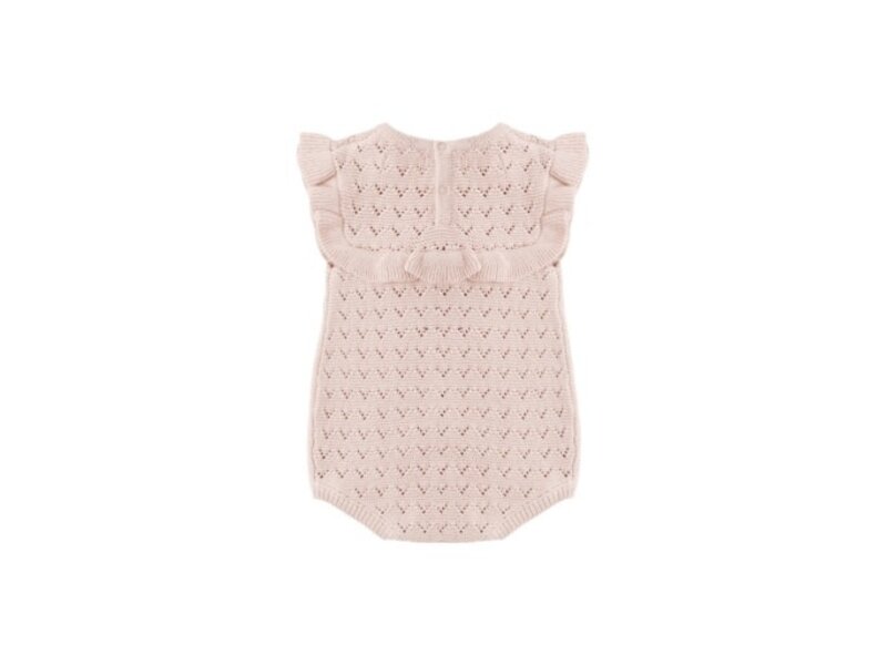Rylee + Cru LLC POINTELLE RUFFLE ROMPER || BLUSH