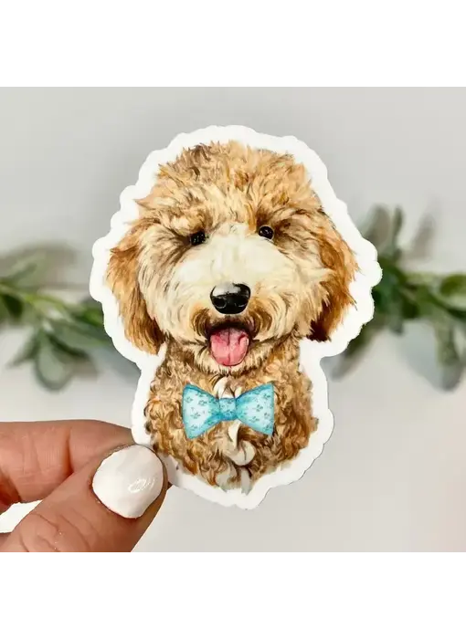 Goldendoodle with Bow Tie Sticker