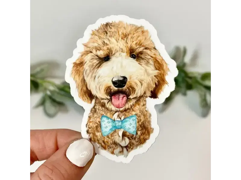 Big Moods Goldendoodle with Bow Tie Sticker