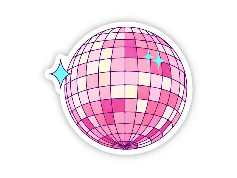 Big Moods Discoball Pink Sticker
