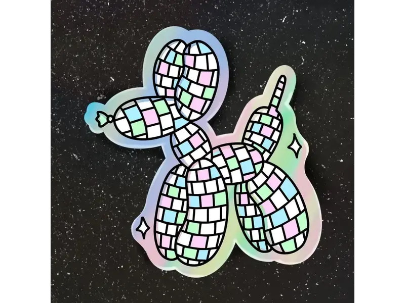 Big Moods Disco Ball Balloon Dog Holographic Sticker