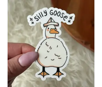 Silly Goose Animal Pun with Hat Sticker