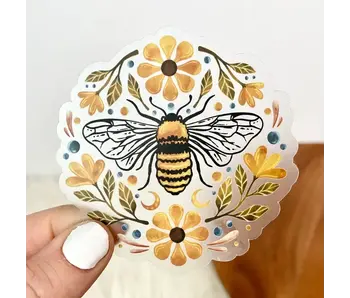 Flowers and Bee Clear Sticker